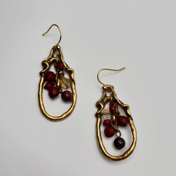 Gold and Red Earrings - Picture 3 of 14